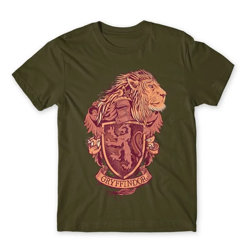 Khaki Harry Potter férfi rövid ujjú póló - Gryffindor