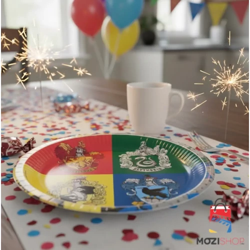 Harry Potter papírtányér 23 cm - Hogwarts Houses - 8 db-os szett