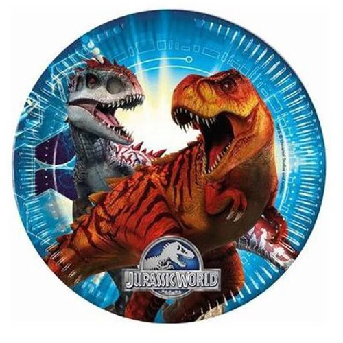 Jurassic World nagy papírtányér - 23 cm-es, 8 db-os 