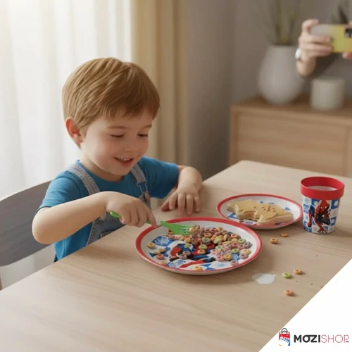 Pókember csúszásmentes micro műanyag étkészlet pohárral 260 ml - Midnight Flyer