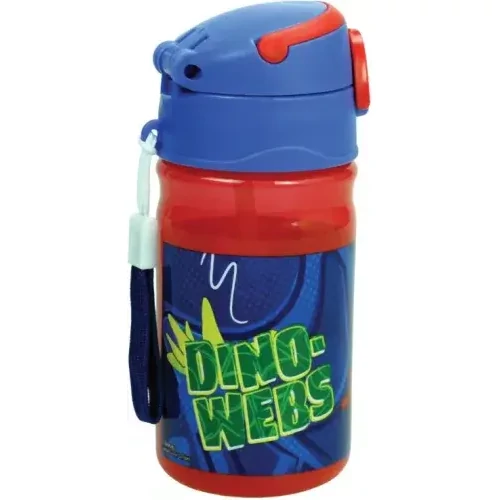 Pókember műanyag szívószálas kulacs akasztóval 350 ml - Spidey Dino Webs