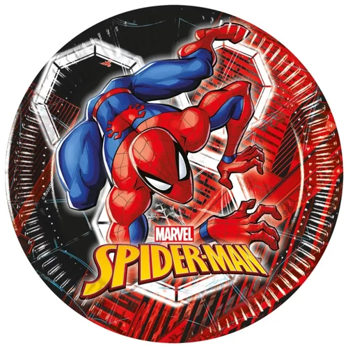 Pókember papírtányér 20 cm 8 db-os szett - World of Webs