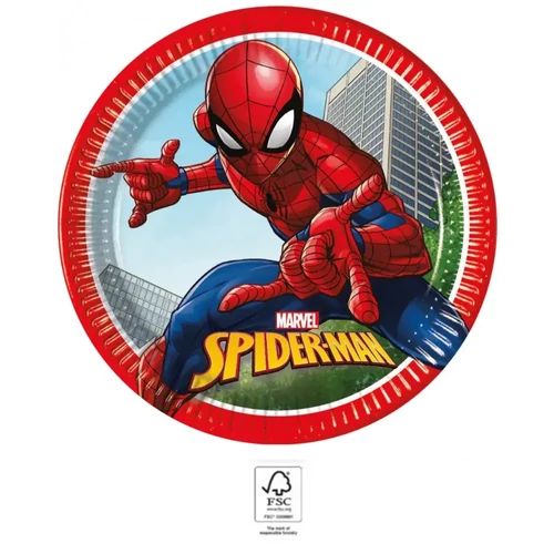 Pókember papírtányér szett 8 db-os 23 cm - Crime Fighter