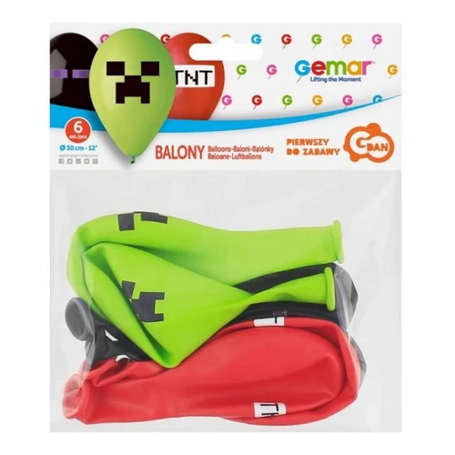 Minecraft léggömb, lufi csomag - 6 darabos, 30 cm-es