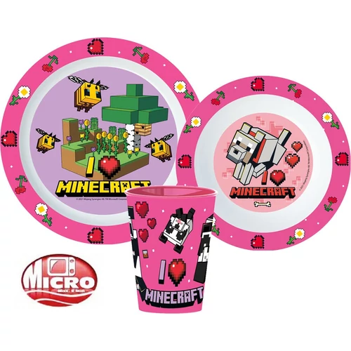 Minecraft műanyag étkészlet szett - Pink