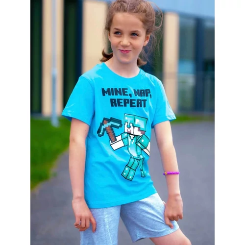 Minecraft gyermek pizsama - Mine, Nap, Repeat - 128-as / 8 éves korig