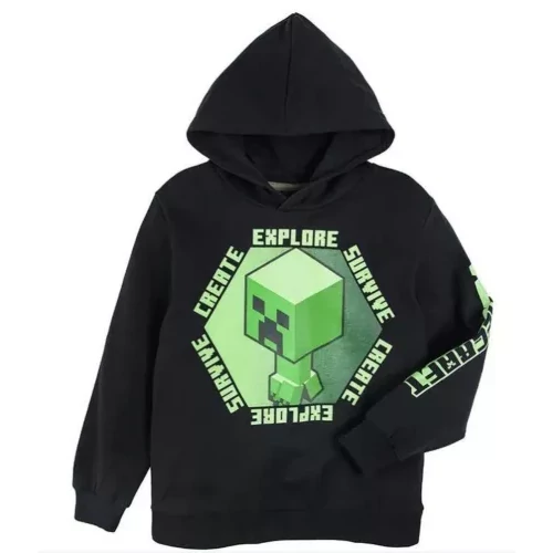 Minecraft gyerek kapucnis pulóver 116-os méret - Black