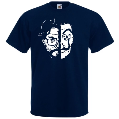 Sötétkék A nagy pénzrablás férfi rövid ujjú póló - A Professzor