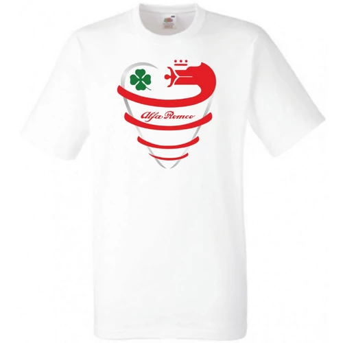 Fehér Alfa Romeo férfi rövid ujjú póló - I Love My Alfa Romeo absztrakt 