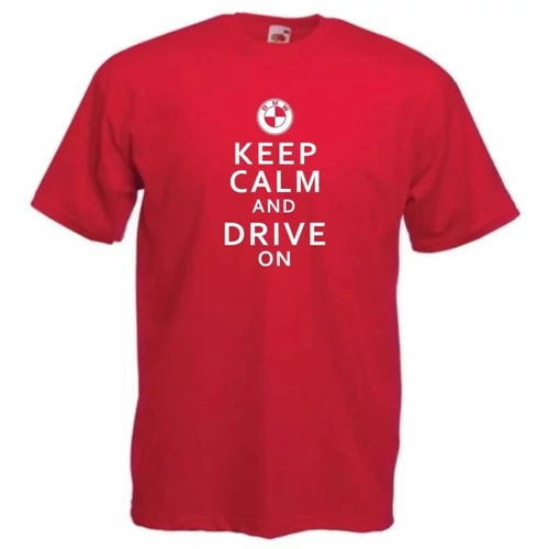 Piros BMW férfi rövid ujjú póló - Keep Calm Styled