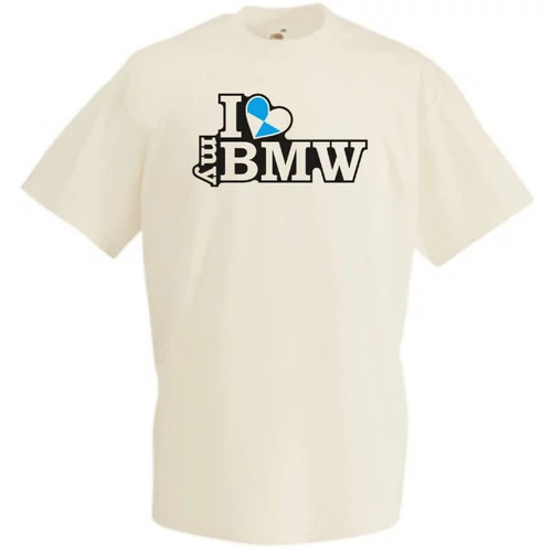Natúr BMW férfi rövid ujjú póló - I Love My BMW