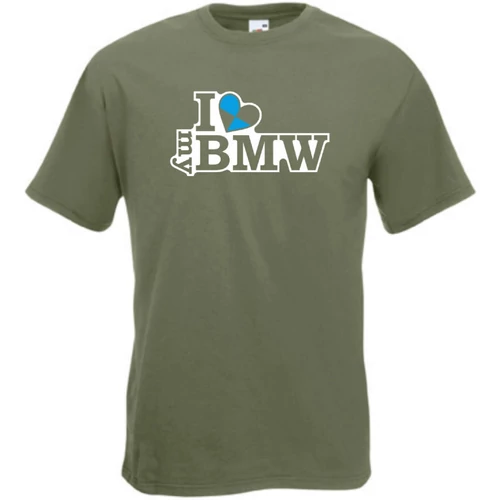 Olíva BMW férfi rövid ujjú póló - I Love My BMW