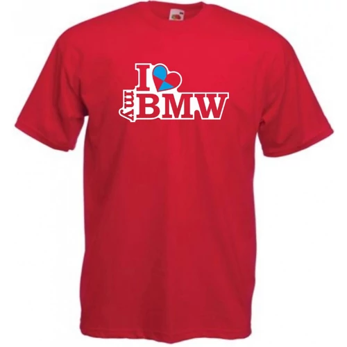 Piros BMW férfi rövid ujjú póló - I Love My BMW
