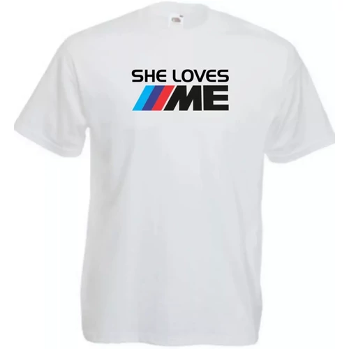 Fehér BMW férfi rövid ujjú póló - She Loves