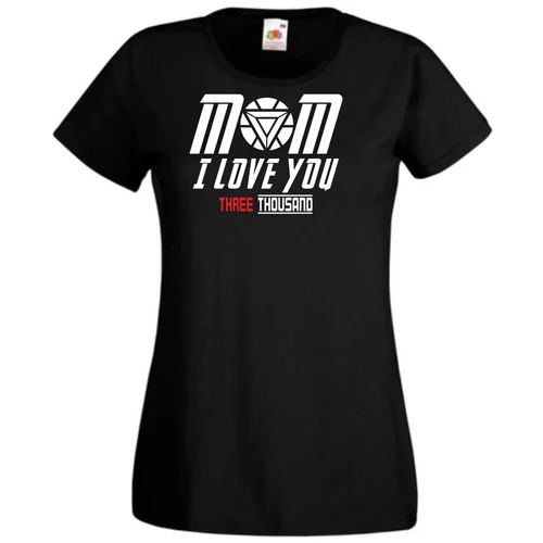 Fekete I Love You 3000 női rövid ujjú póló - Mom