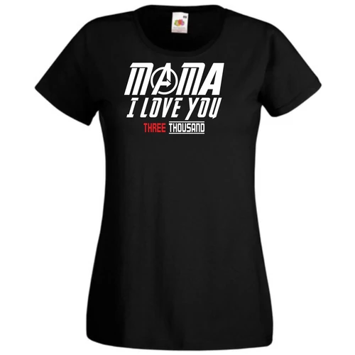 Fekete I Love You 3000 női rövid ujjú póló - Mama