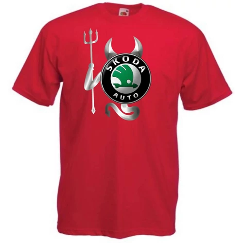 Piros Skoda férfi rövid ujjú póló - Devil