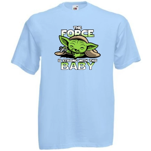 Világoskék BabYoda férfi rövid ujjú póló - Fan Art I. 
