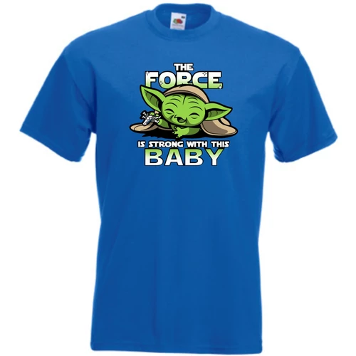 Királykék BabYoda gyerek rövid ujjú póló - Fan Art I.