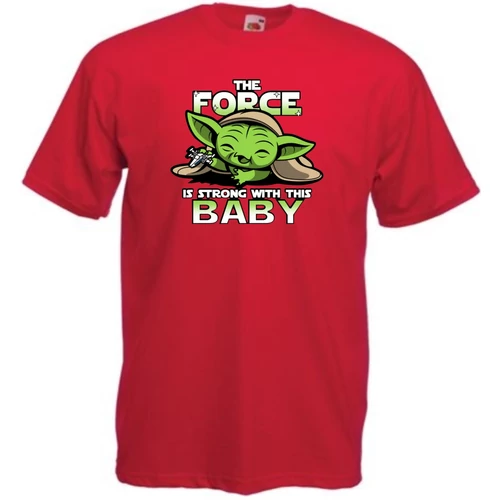 Piros BabYoda gyerek rövid ujjú póló - Fan Art I.