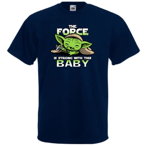 Sötétkék BabYoda gyerek rövid ujjú póló - Fan Art I.