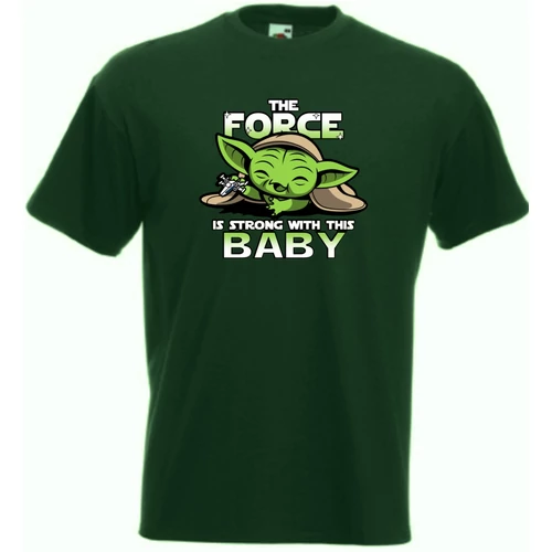 Sötétzöld BabYoda gyerek rövid ujjú póló - Fan Art I.