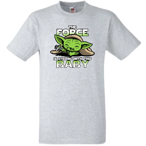 Szürke BabYoda gyerek rövid ujjú póló - Fan Art I.