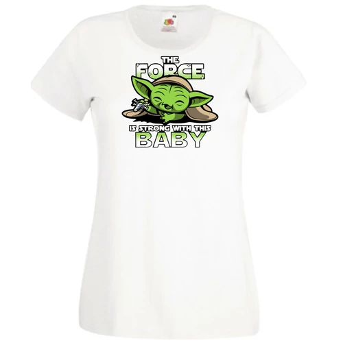 Fehér BabYoda női rövid ujjú póló - Fan Art I.