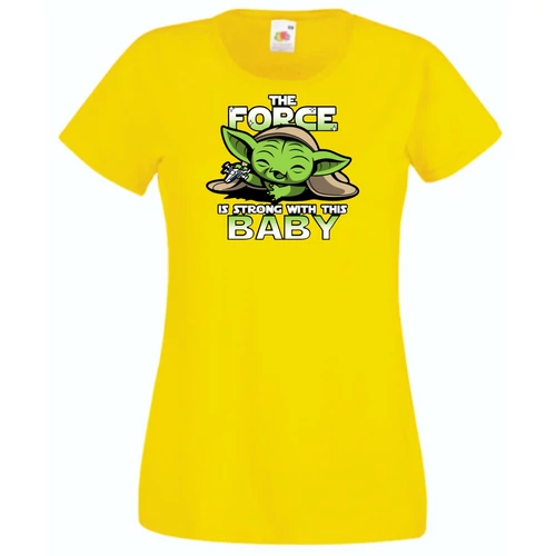 Sárga BabYoda női rövid ujjú póló - Fan Art I.