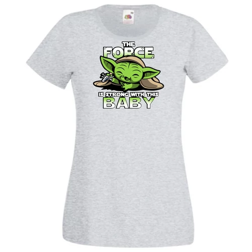 Szürke BabYoda női rövid ujjú póló - Fan Art I.