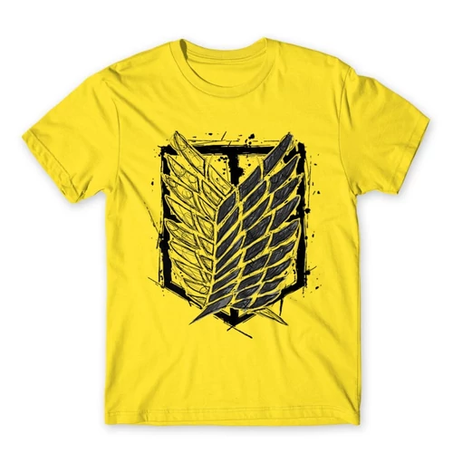 Citromsárga Attack on Titan férfi rövid ujjú póló Graphic Legion Logo