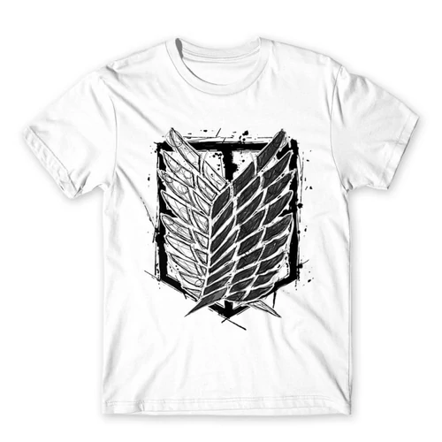Fehér Attack on Titan férfi rövid ujjú póló Graphic Legion Logo