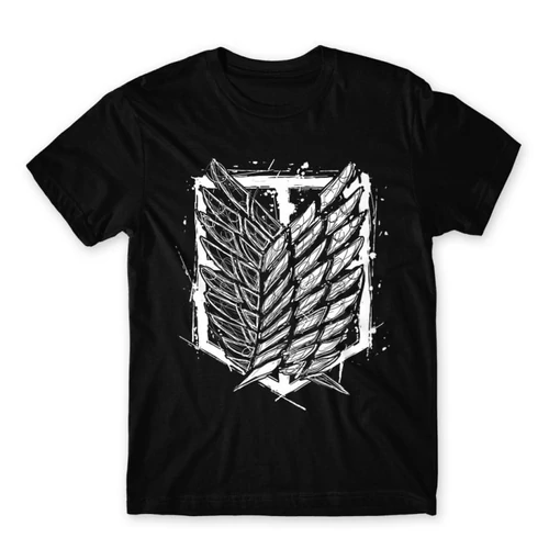 Fekete Attack on Titan férfi rövid ujjú póló Graphic Legion Logo