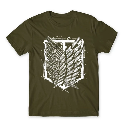 Khaki Attack on Titan férfi rövid ujjú póló Graphic Legion Logo