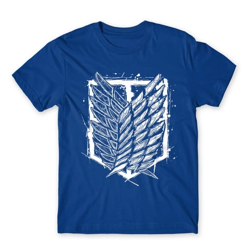 Királykék Attack on Titan férfi rövid ujjú póló Graphic Legion Logo