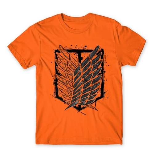 Narancs Attack on Titan férfi rövid ujjú póló Graphic Legion Logo