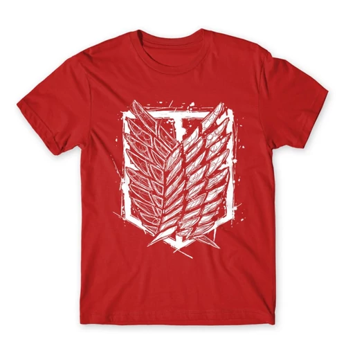 Piros Attack on Titan férfi rövid ujjú póló Graphic Legion Logo