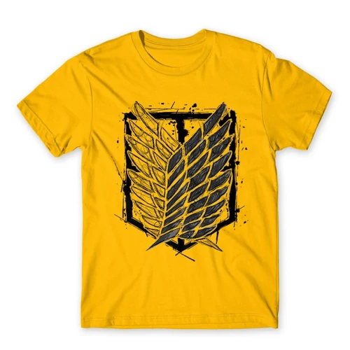 Sárga Attack on Titan férfi rövid ujjú póló Graphic Legion Logo