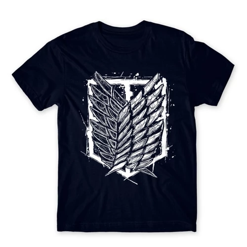 Sötétkék Attack on Titan férfi rövid ujjú póló Graphic Legion Logo