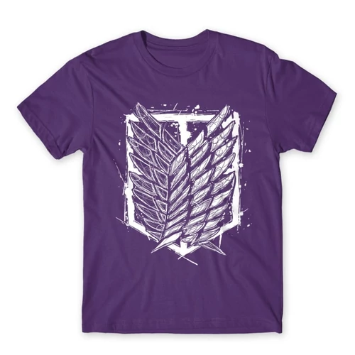 Sötétlila Attack on Titan férfi rövid ujjú póló Graphic Legion Logo