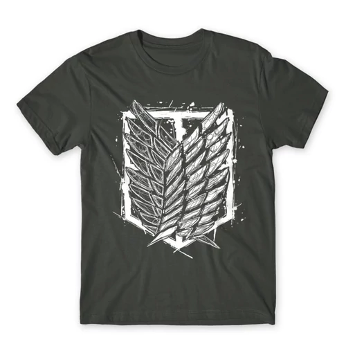 Sötétszürke Attack on Titan férfi rövid ujjú póló Graphic Legion Logo