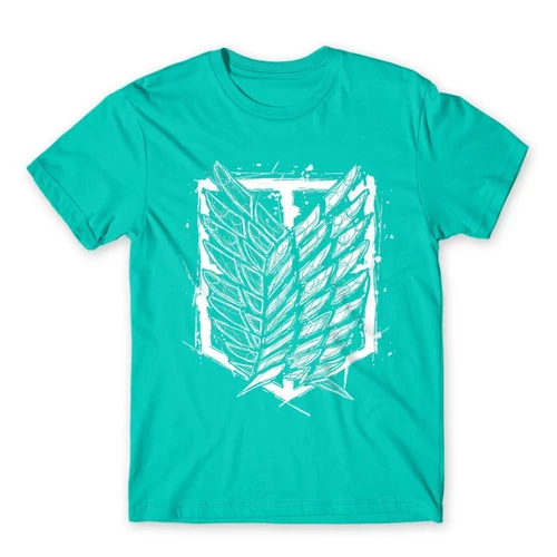 Türkiz Attack on Titan férfi rövid ujjú póló Graphic Legion Logo