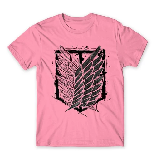 Világos rózsaszín Attack on Titan férfi rövid ujjú póló Graphic Legion Logo