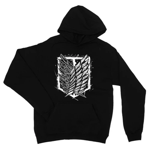 Fekete Attack on Titan unisex kapucnis pulóver - Graphic legion logo