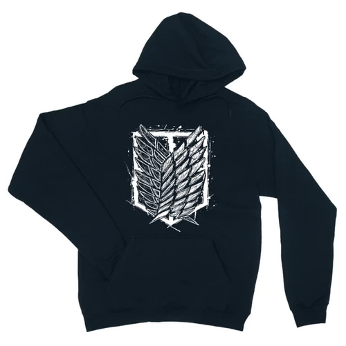 Sötétkék Attack on Titan unisex kapucnis pulóver - Graphic legion logo