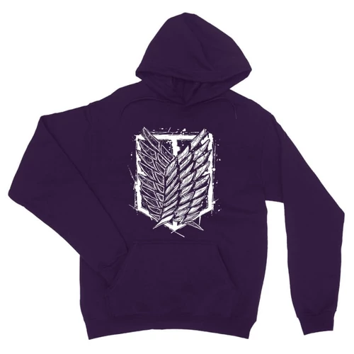 Sötétlila Attack on Titan unisex kapucnis pulóver - Graphic legion logo