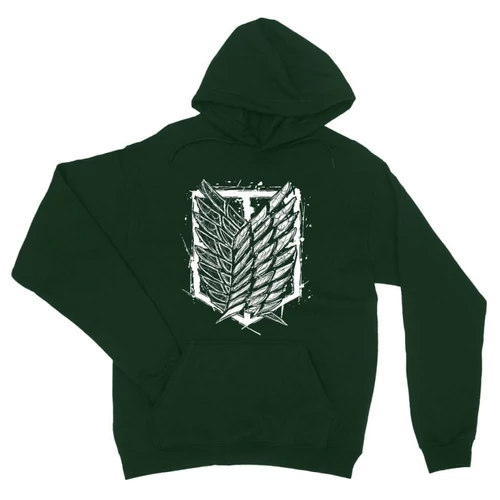 Sötétzöld Attack on Titan unisex kapucnis pulóver - Graphic legion logo