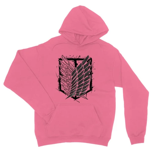 Világos rózsaszín Attack on Titan unisex kapucnis pulóver - Graphic legion logo
