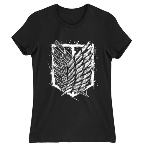 Fekete Attack on Titan női rövid ujjú póló - Graphic Legion Logo