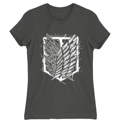 Sötétszürke Attack on Titan női rövid ujjú póló - Graphic Legion Logo